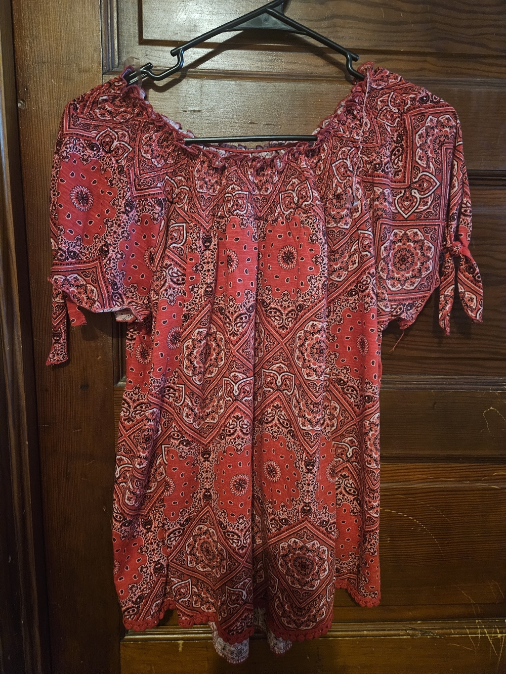 No Boundaries Red Bandana Print Blouse